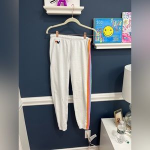 white aviator nation pastel striped sweatpants 🤍- SOLD🛍️